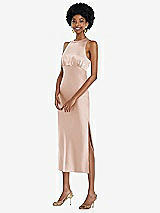 Front View Thumbnail - Cameo Jewel Neck Sleeveless Midi Dress with Bias Skirt
