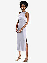Front View Thumbnail - Silver Dove Jewel Neck Sleeveless Midi Dress with Bias Skirt
