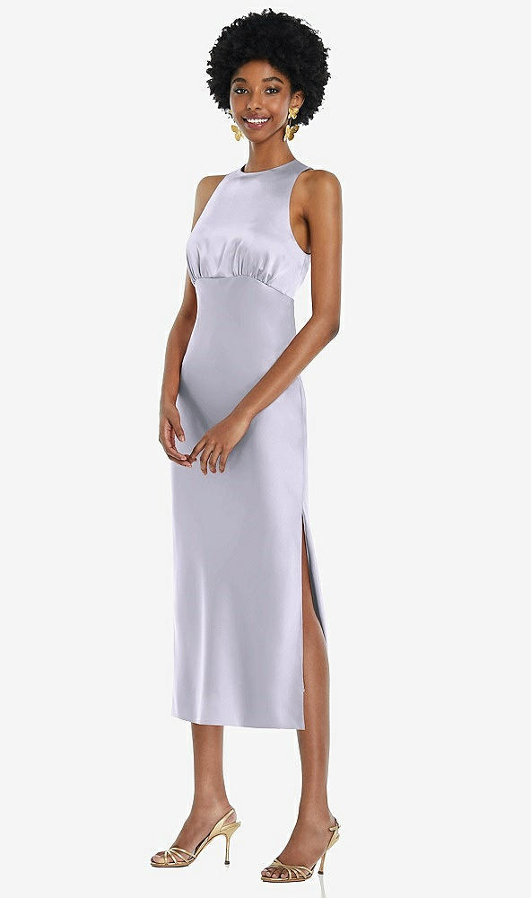 Front View - Silver Dove Jewel Neck Sleeveless Midi Dress with Bias Skirt