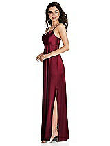 Side View Thumbnail - Burgundy Cowl-Neck Empire Waist Maxi Dress with Adjustable Straps