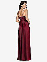 Rear View Thumbnail - Burgundy Cowl-Neck Empire Waist Maxi Dress with Adjustable Straps