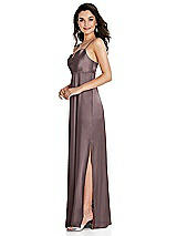 Side View Thumbnail - French Truffle Cowl-Neck Empire Waist Maxi Dress with Adjustable Straps