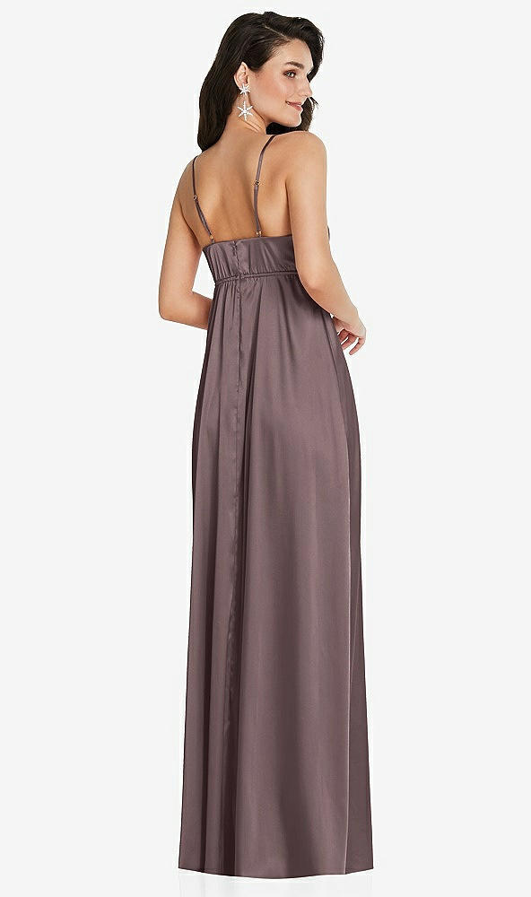 Back View - French Truffle Cowl-Neck Empire Waist Maxi Dress with Adjustable Straps