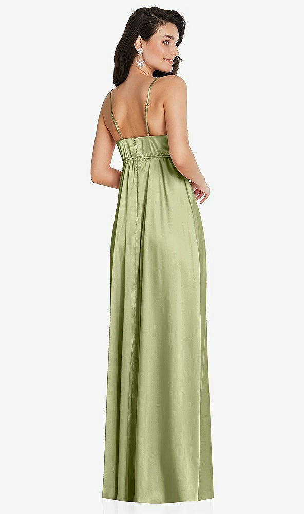 Back View - Mint Cowl-Neck Empire Waist Maxi Dress with Adjustable Straps