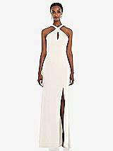 Front View Thumbnail - Ivory Criss Cross Halter Princess Line Trumpet Gown