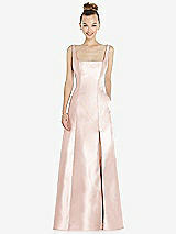 Front View Thumbnail - Blush Sleeveless Square-Neck Princess Line Gown with Pockets
