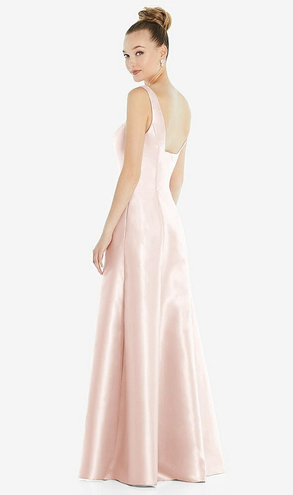 Back View - Blush Sleeveless Square-Neck Princess Line Gown with Pockets