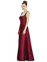 Side View Thumbnail - Burgundy Sleeveless Square-Neck Princess Line Gown with Pockets