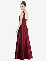 Rear View Thumbnail - Burgundy Sleeveless Square-Neck Princess Line Gown with Pockets