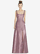 Front View Thumbnail - Dusty Rose Sleeveless Square-Neck Princess Line Gown with Pockets