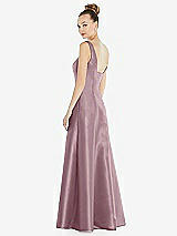 Rear View Thumbnail - Dusty Rose Sleeveless Square-Neck Princess Line Gown with Pockets