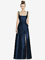Front View Thumbnail - Midnight Navy Sleeveless Square-Neck Princess Line Gown with Pockets