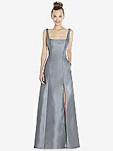Front View Thumbnail - Platinum Sleeveless Square-Neck Princess Line Gown with Pockets