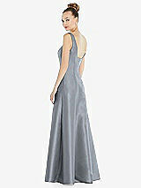 Rear View Thumbnail - Platinum Sleeveless Square-Neck Princess Line Gown with Pockets