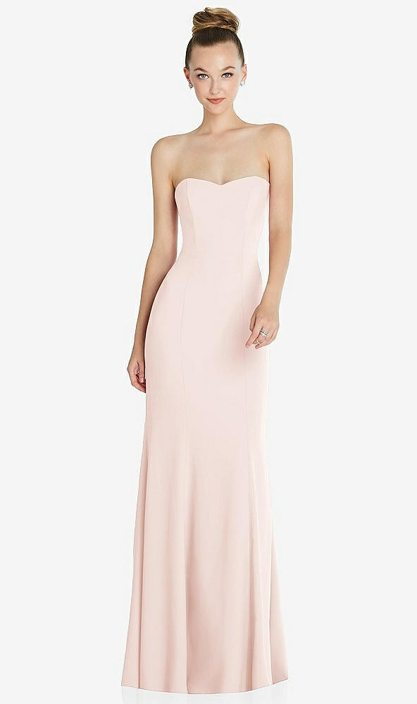 Front View - Blush Strapless Princess Line Crepe Mermaid Gown
