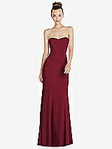 Front View Thumbnail - Burgundy Strapless Princess Line Crepe Mermaid Gown