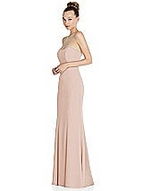 Side View Thumbnail - Cameo Strapless Princess Line Crepe Mermaid Gown