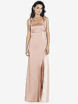 Front View Thumbnail - Cameo Flat Tie-Shoulder Empire Waist Maxi Dress with Front Slit