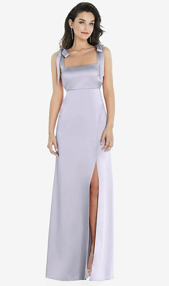 Front View - Silver Dove Flat Tie-Shoulder Empire Waist Maxi Dress with Front Slit