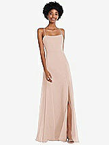 Front View Thumbnail - Cameo Scoop Neck Convertible Tie-Strap Maxi Dress with Front Slit