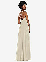 Rear View Thumbnail - Champagne Scoop Neck Convertible Tie-Strap Maxi Dress with Front Slit