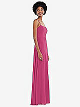 Side View Thumbnail - Tea Rose Scoop Neck Convertible Tie-Strap Maxi Dress with Front Slit