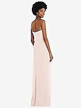 Rear View Thumbnail - Blush Strapless Sweetheart Maxi Dress with Pleated Front Slit 