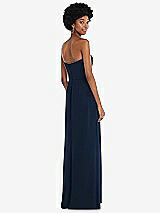 Rear View Thumbnail - Midnight Navy Strapless Sweetheart Maxi Dress with Pleated Front Slit 