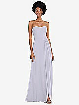 Front View Thumbnail - Silver Dove Strapless Sweetheart Maxi Dress with Pleated Front Slit 