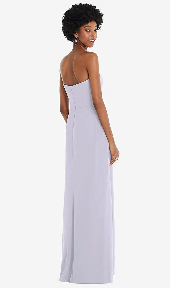Back View - Silver Dove Strapless Sweetheart Maxi Dress with Pleated Front Slit 