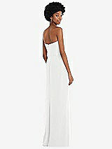 Rear View Thumbnail - White Strapless Sweetheart Maxi Dress with Pleated Front Slit 