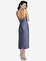 Rear View Thumbnail - French Blue Open-Back Convertible Strap Midi Bias Slip Dress