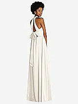 Rear View Thumbnail - Ivory Stand Collar Cutout Tie Back Maxi Dress with Front Slit