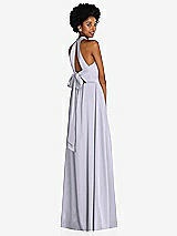 Rear View Thumbnail - Silver Dove Stand Collar Cutout Tie Back Maxi Dress with Front Slit