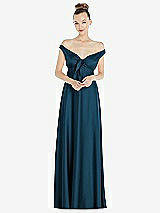 Alt View 2 Thumbnail - Atlantic Blue Convertible Strap Empire Waist Satin Maxi Dress