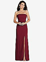 Front View Thumbnail - Burgundy Strapless Scoop Back Maxi Dress with Front Slit