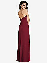 Rear View Thumbnail - Burgundy Strapless Scoop Back Maxi Dress with Front Slit