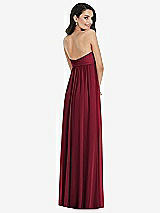 Rear View Thumbnail - Burgundy Twist Shirred Strapless Empire Waist Gown with Optional Straps