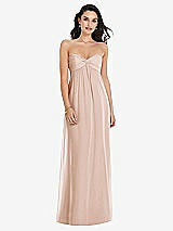 Front View Thumbnail - Cameo Twist Shirred Strapless Empire Waist Gown with Optional Straps