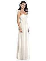 Side View Thumbnail - Ivory Twist Shirred Strapless Empire Waist Gown with Optional Straps