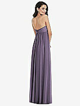 Rear View Thumbnail - Lavender Twist Shirred Strapless Empire Waist Gown with Optional Straps