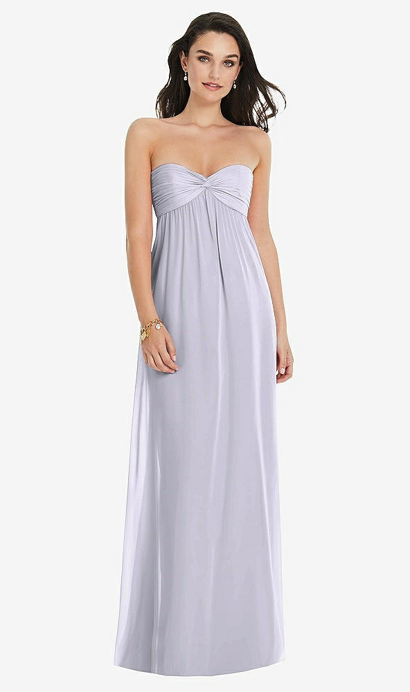 Front View - Silver Dove Twist Shirred Strapless Empire Waist Gown with Optional Straps