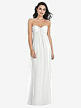 Front View Thumbnail - White Twist Shirred Strapless Empire Waist Gown with Optional Straps