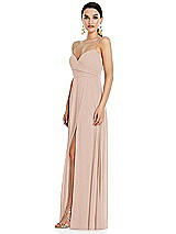 Side View Thumbnail - Cameo Adjustable Strap Wrap Bodice Maxi Dress with Front Slit 