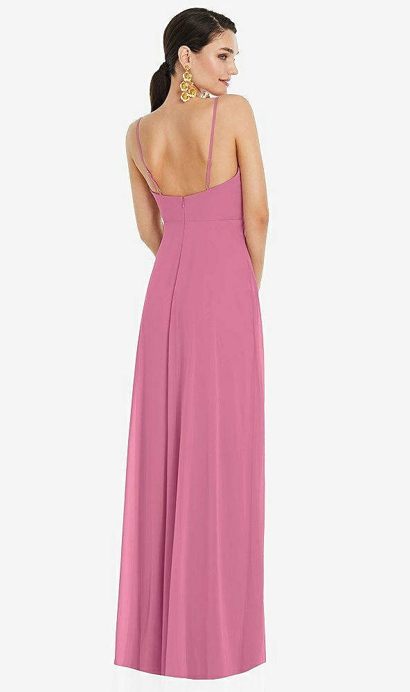 Back View - Orchid Pink Adjustable Strap Wrap Bodice Maxi Dress with Front Slit 