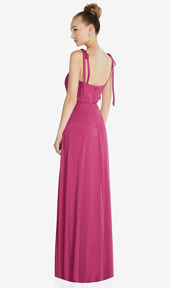 Back View - Tea Rose Tie Shoulder A-Line Maxi Dress