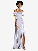 Front View Thumbnail - Silver Dove Straight-Neck Ruffled Off-the-Shoulder Satin Maxi Dress