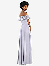 Rear View Thumbnail - Silver Dove Straight-Neck Ruffled Off-the-Shoulder Satin Maxi Dress