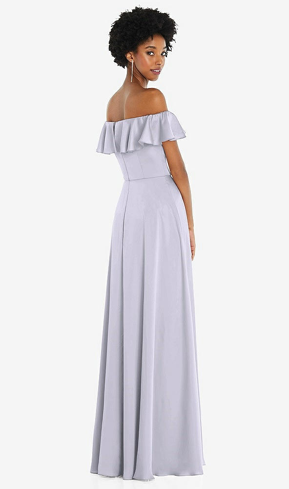 Back View - Silver Dove Straight-Neck Ruffled Off-the-Shoulder Satin Maxi Dress