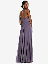 Rear View Thumbnail - Lavender Diamond Halter Maxi Dress with Adjustable Straps
